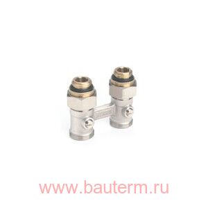 Блок шаровых кранов 1/2"х3/4" прямой для радиатора РЕХАУ