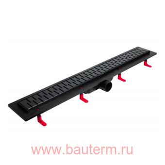 Душевой лоток 500мм MEDIUM BLACK EDITION, боковой слив D50 MIANO