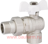 Кран шаровой угловой с полусгоном (с американкой) PF STANDARD г/ш/б 1" (6/36), ProFactor